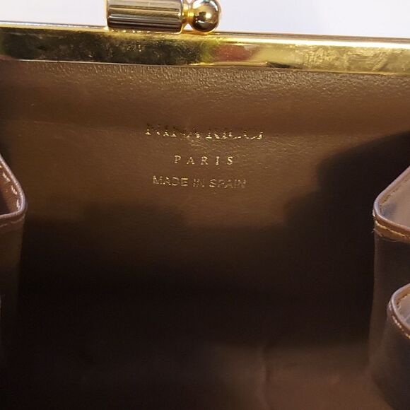 Nina Ricci Vintage kisslock coin purse beige gold canvas and leather - Picture 6 of 10